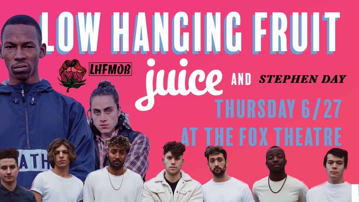TWO WEEKS until <a href="/itstimeforjuice/">Juice</a> + <a href="/LHFmob/">Low Hanging Fruit</a> with <a href="/heystephenday/">heystephenday</a> at the Fox! Get your tickets here >> bit.ly/2WGXTaw