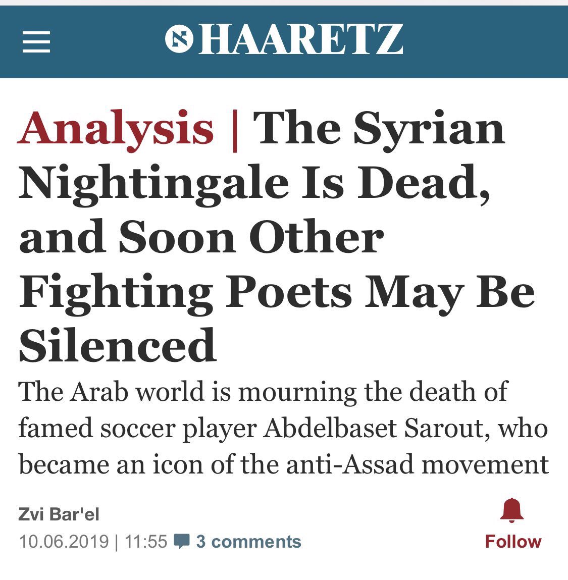 10/ And after Sarout's death, Sheikh Muheisni, the famous Saudi jihadi leader in Idlib, mourned him publicly and praised him. This is the guy Haaretz called a “nightingale” and “icon”!!