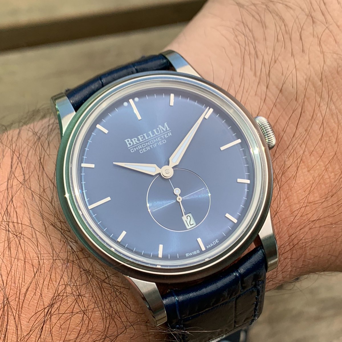 TheWatchGang's tweet photo. #WristCheckWednesday! Today we're sporting a #Brellum. Fun fact, this #watchmaker only makes 300 pieces a year. What's on your wrist today? #WatchGang https://t.co/A5yIY3MCYo
