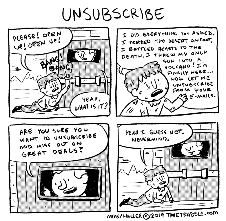 i drew a comic about unsubscribing from e-mails 