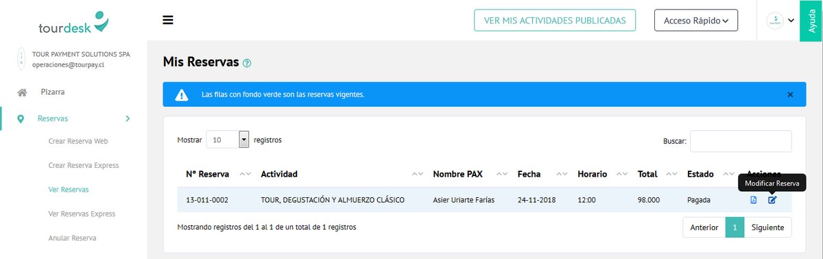 Tourdesk_App's tweet photo. Habilitamos la modificación de reservas ingresadas a la plataforma. Ahora puedes cambiar información de fecha, hora, pasajeros, servicios, pago y más.
#BookingEngine #Chile #TourOperador #Startup #Travel #SAAS #MotordeReservas https://t.co/SUk217Lc1Z