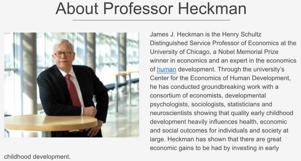 MN4Scholarships's tweet photo. “The highest rate of return in early childhood development comes from investing as EARLY as possible, from birth through age five, in DISADVANTAGED families." Nobel Prize winning economist, James J. Heckman #CloseGapsFirst #mnleg @GovTimWalz @paulgazelka @melissahortman https://t.co/rh5DGclTch