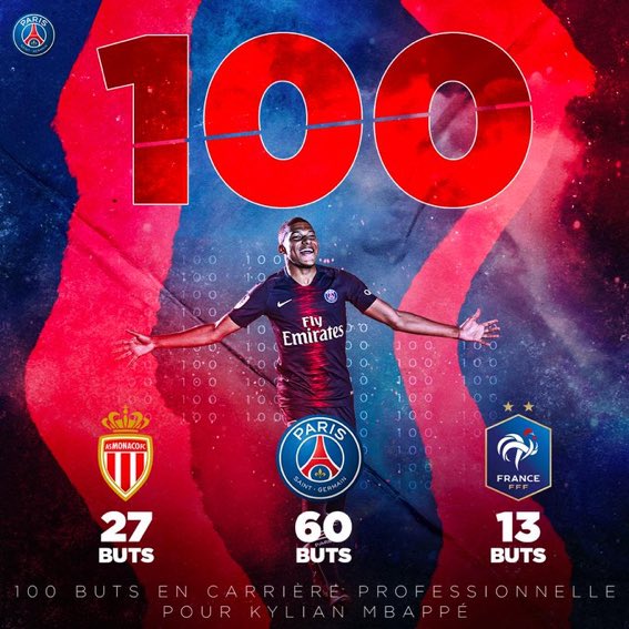 Ligue1_Turkce's tweet photo. BİLGİ | Dün akşam Andorra karşısında gol atan Kylian Mbappe, profesyonel kariyerinde 100. golüne ulaştı. #ANDFRA https://t.co/zhETOl7enH
