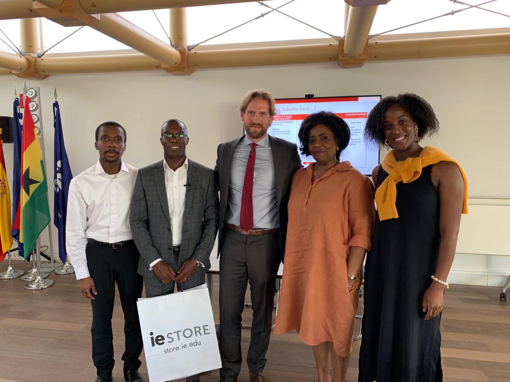 PwCGhana's tweet photo. George Arhin, PwC partner and Business School Leader recently presented at the IE Business School in Madrid, Spain on Developments in Ghana's Banking Sector. The event was well attended, including the Ghanaian Ambassador to Spain, H.E. Elizabeth Adjei. https://t.co/t1KJIU2llo