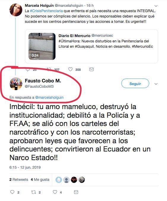 MashiRafael's tweet photo. Fausto Cobo no solo es parlamentario andino, sino que fue director de la Academia de Guerra.
¿Se imaginan en qué manos estábamos?
Y no lo digo solo por la falta de moral y respeto, sino también por la falta de inteligencia.
Todo nuestro respaldo a Marcela Holguín. https://t.co/e63rJyvOlB