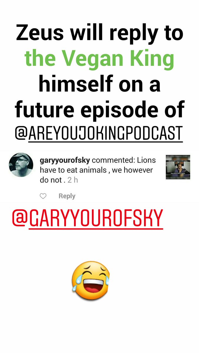 AreYouJokingPod's tweet photo. (Part 2 coming soon, now that Vegan King and his minions have demanded it)

Here is the video that triggered the vegan community

https://t.co/cjj2e6dhr8

#Vegan #vegancommunity #vegans #soyboys #garyyourofsky
#youtube #podcast #podcaster #vlog #ayjpodcast https://t.co/9omrNSGXrl