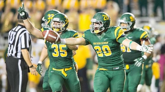 JojoM_artin's tweet photo. After a great conversation with @CoachNystrom I’m BLESSED to recieve an offer to Northern Michigan University! #CatTough @CoachPPerles @NMU_Football @holtramfootball https://t.co/tP3lg8ghQk