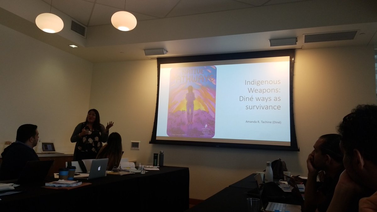bmartinez_X's tweet photo. Amanda Tachine (Arizona State) starts off  by talking about (un)Belonging on college settings &amp; society in a settler nation state and the differences b/w Natives &amp; non-Natives ontological relationship to (belonging) land #CSPjustice @atachine https://t.co/C2lNNPwwzZ