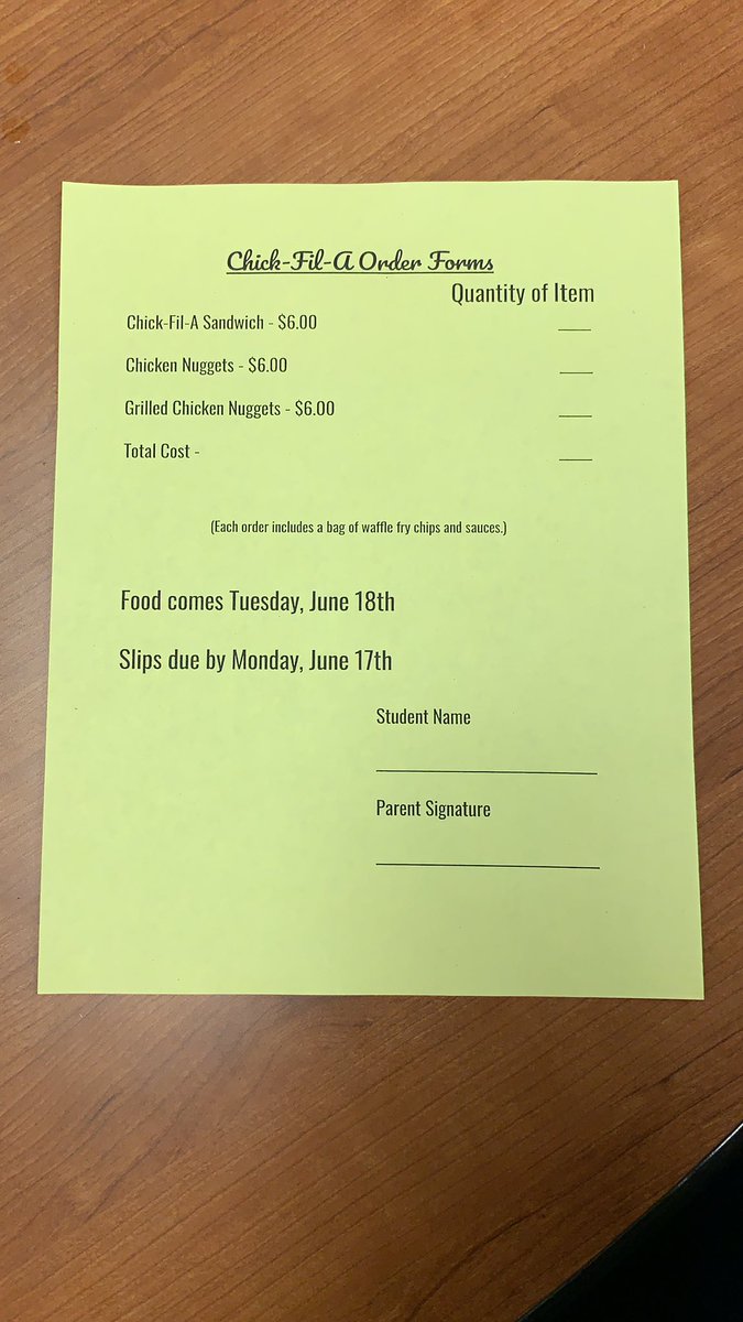 OMSStuCouncil's tweet photo. There will be a @ChickfilA sale on Tuesday, June 18th!! Please turn in your forms and payment by Monday, June 17th! #LastDayChickFilA https://t.co/osRvRhmzpJ