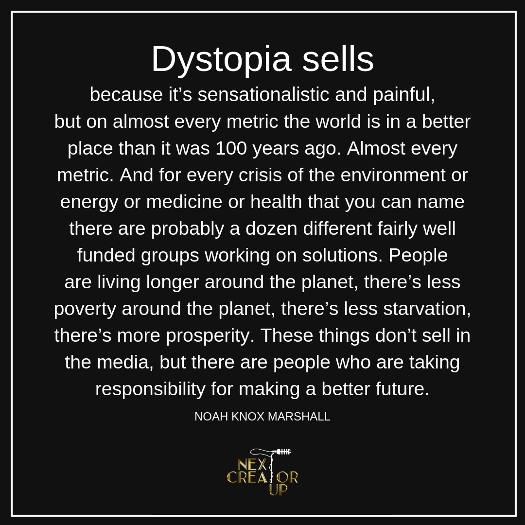 From my interview with author/Hollywood screenwriter <a href="/NKnoxMarshall/">Noah Knox Marshall</a> who's writing a 9-book non-dystopian sci-fi book series for kids. Inspiring guy, insightful interview! buff.ly/2WuQVAs