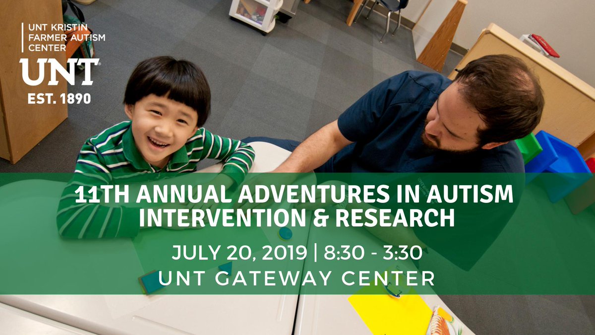 UNT_COE's tweet photo. Register now for the @untautismcenter 11th annual Adventures in Autism Intervention and Research Conference coming to the #UNT campus on July 20! https://t.co/35KaFApfmC
#kfac #adventuresinautism #UNTedu https://t.co/m2HikYZFQr
