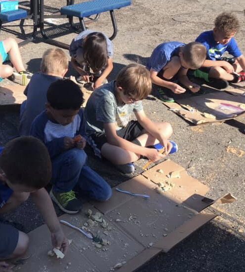 PamBakerND's tweet photo. Will-Moore’s CampEd kicked off their second week studying dinosaurs and exploring paleontology!  #learnbps #havingfun #campedventure https://t.co/9bQYCwtN3W