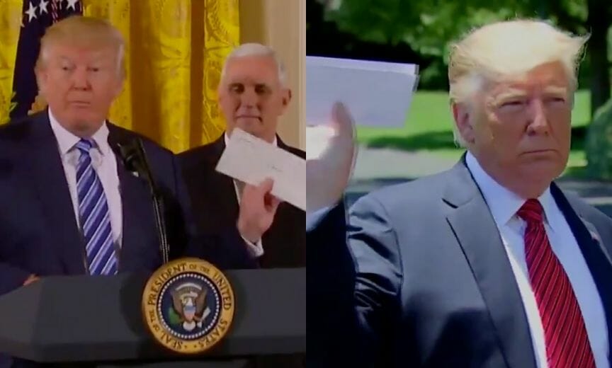 SecondNexus's tweet photo. WATCH: Aaron Rupar Posts Video Cut of Times Donald Trump Waves a Piece of Paper and Refuses to Show It to Reporters - ... https://t.co/uhEkSLu41G