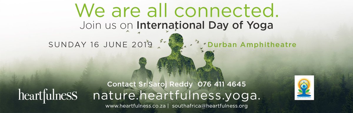 HeartfulnessSA's tweet photo. Join Heartfulness South Africa for relaxation and meditation at the International Day of Yoga, taking place at the Durban Amphitheater, opposite Elangeni Hotel, from 8:30am-10:30am! #Heartfulness  #InternationalDayOfYoga2019  #MEDITATION  #wellbeing #wellness  #yoga #mindfulness https://t.co/yWyfrT2vEB