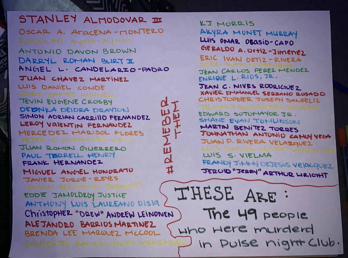 IMTRYNAGET8's tweet image. don’t mind my shitty markers, but today has been 3 years since the #pulseshooting in Orlando, FL. Relatively close to home. I celebrated this month for you + all my fellow LBGT member who lost their lives to hate. I stand in honor of you. 🏳️‍🌈🙏🏼