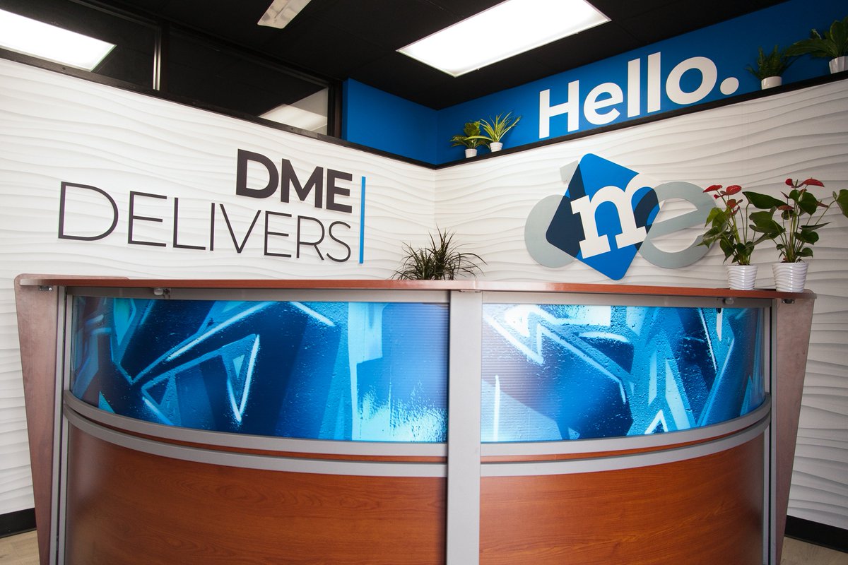 DMEDelivers's tweet photo. We recently had vinyl wall wraps, acrylic signage, and vinyl lettering installed across our campus to create a branded environment. We couldn't be happier with the results. Learn more here: https://t.co/cqzmc1Fkjg 
#largeformatprinting #acrylicstandoffs #Brandedenvironments https://t.co/QoZAFkJEOC