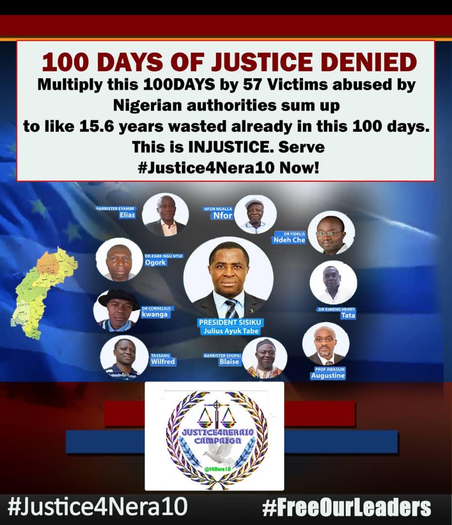 #524days since our leaders were illegally abducted n extradited to🇨🇲n #104days after d Abuja #FHC ruled in their favor,nothing has been done.What have #Ambazonians done to keep on suffering n get massacred bk home? #Justice4Nera10 #StopTheGenocideInSouthernCameroons