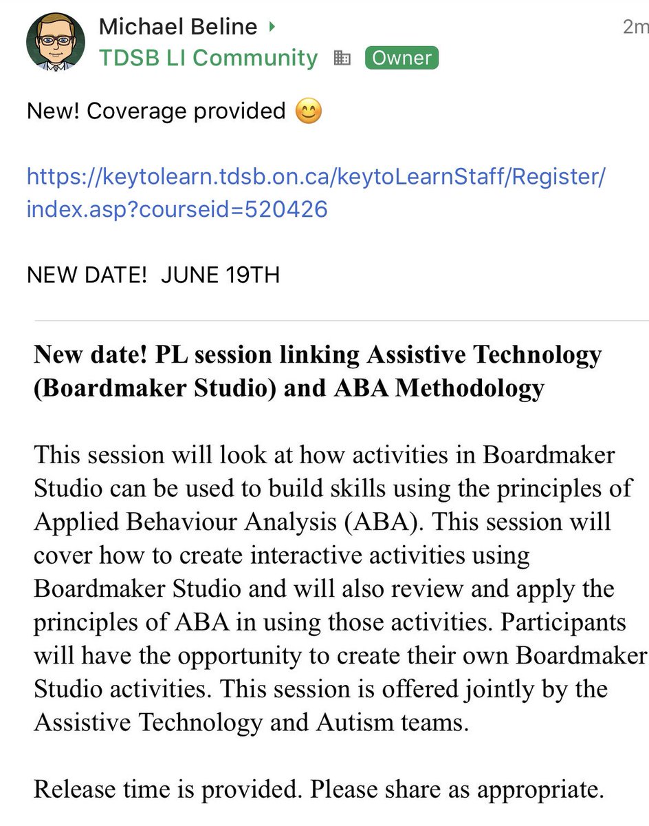 MrBeline's tweet photo. Great opportunity @TdSB educators! Check it out @TDSB_AT @Vicki__pedia  @HollyinTO @TDSB_TLT @mrs_ramson @s_m077 @pearsonassist @JSollak @goboardmaker #buildingcapacity #inclusivedesign #aba https://t.co/cjspIZwiq3