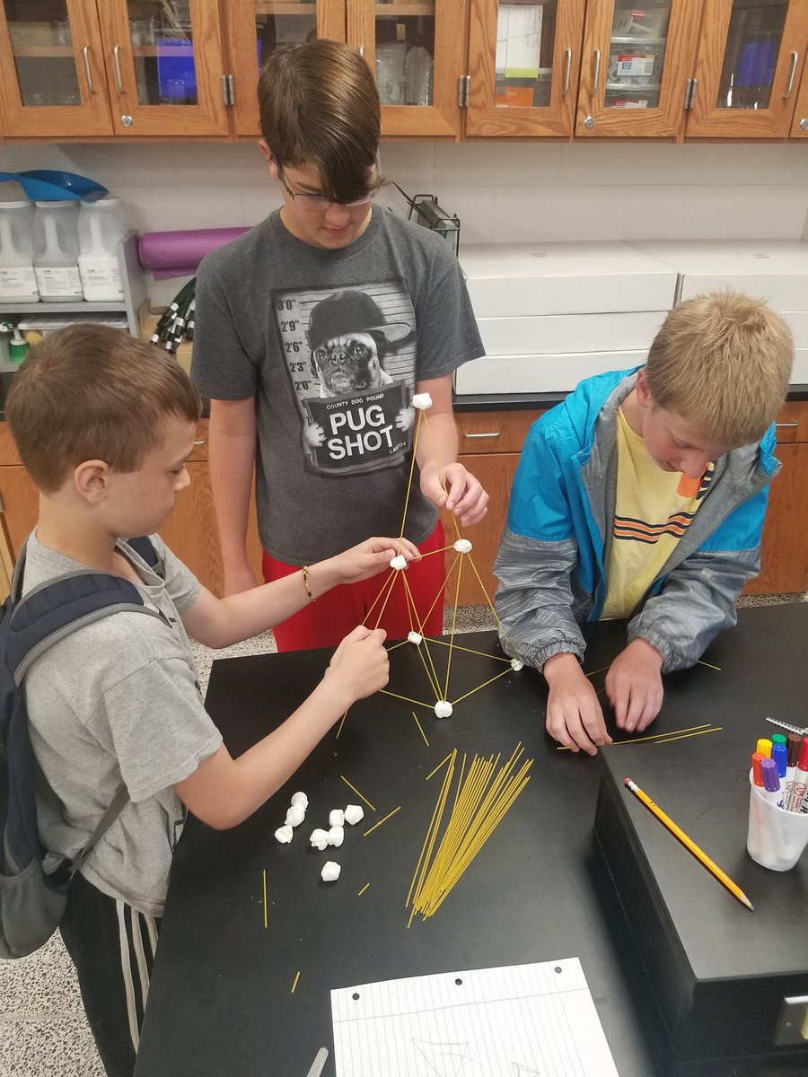 MrScottStrand's tweet photo. Day 2 of STEM Exploratorium: Spaghetti and marshmallow towers. Lots of great conversation about forces, rectangles, triangles, but most importantly that failure is okay! #summerschool #STEM #pugshot https://t.co/vR6Ty733Ac