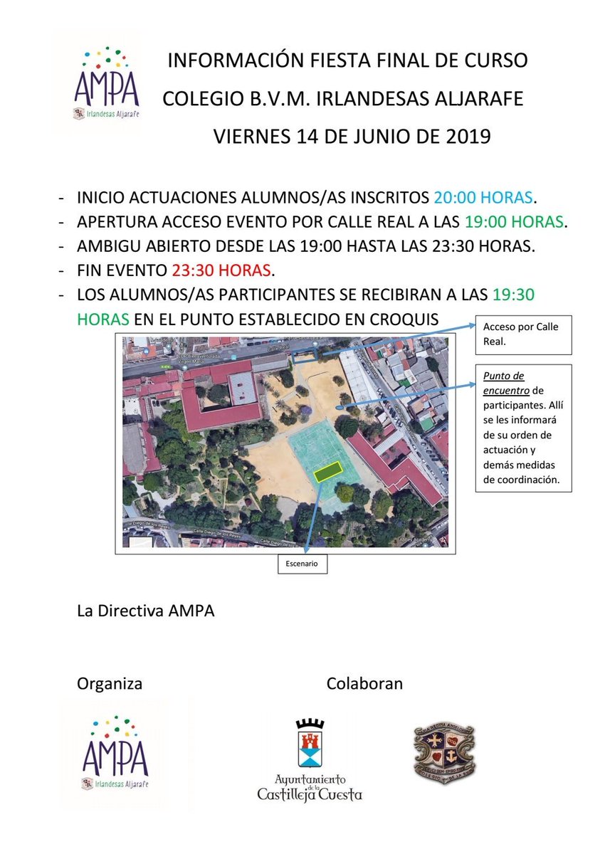 AMPAIRLANDESAS1's tweet photo. Abriremos las puertas a las 19:00 para que os vayáis acomodando y refrescando en el ambigú. ¡Os esperamos! #EresParteComparte #FindecursoIrlandesas #juntoshacemosuncolemejor https://t.co/uLBPw9GGDI