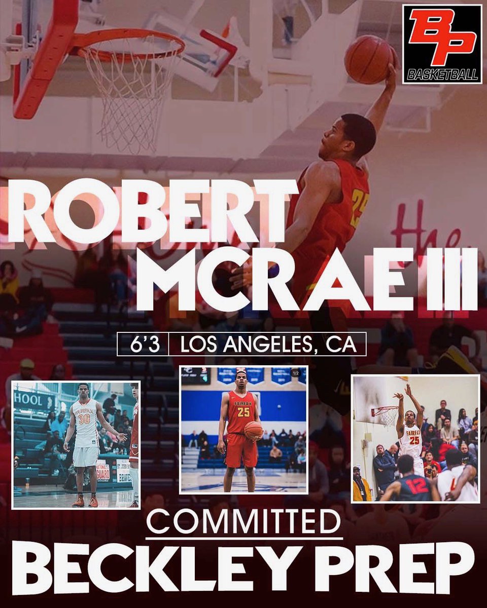Would like to welcome 6’3 2020 Robert ‘Trey’ McRae III <a href="/mcraae_boi/">輪廻転生</a> of Fairfax High/Cali Stars (LA)  <a href="/JuliusVElite/">Julius V.</a> to the Beckley Prep family 🦅  

<a href="/247Sports/">247Sports</a> - 3 ⭐️
<a href="/espn/">ESPN</a> - 3 ⭐️