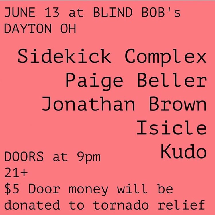 welcomexrecords's tweet photo. @ChungaGavone playing at Blind Bobs in Dayton tomorrow to aid tornado victims. Show out if you can ☺️ https://t.co/4i78Ia4dcK