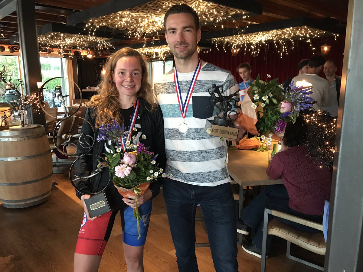 GVAVTriathlon's tweet image. Na een spannende strijd zijn de clubkampioenen van 2019: Mathijs van Ark en Charlotte Lenting.