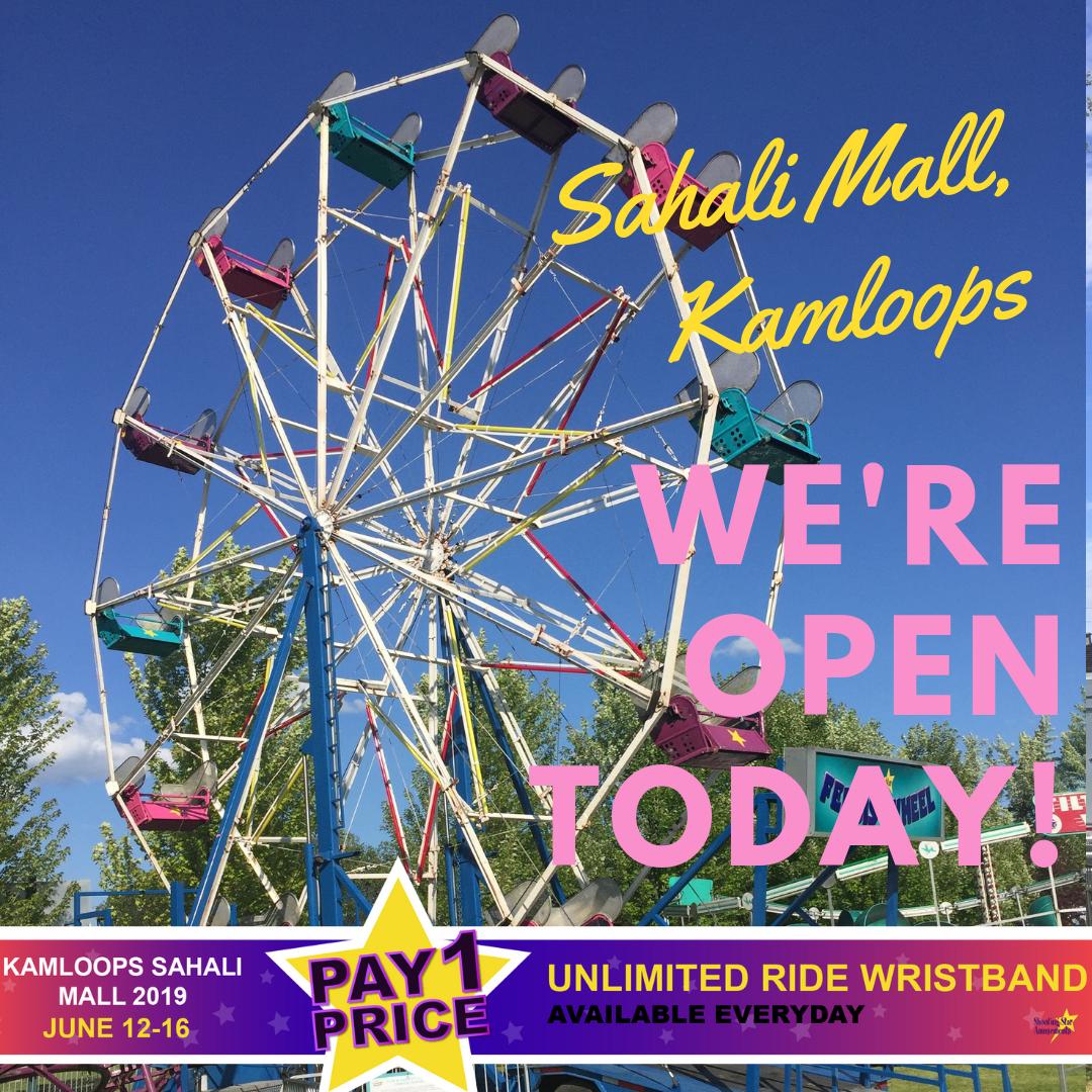 ShootingStarBC's tweet photo. #Kamloops - We open today - 4PM -9PM* at Sahali Mall 
Unlimited ride wristbands are available for $30!

**Super Special**
Get $10 off your wristband when you like our page and share a post. https://t.co/NdfScmKOge
