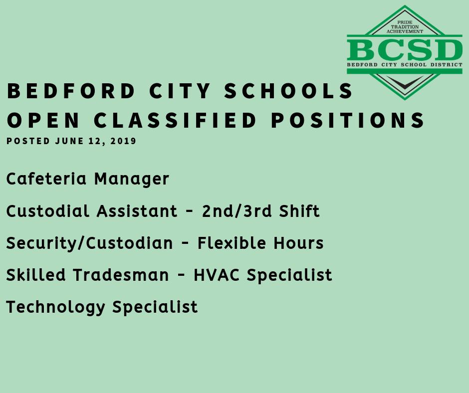 For more information about job openings and to apply, visit: 
tinyurl.com/BCSDJobs