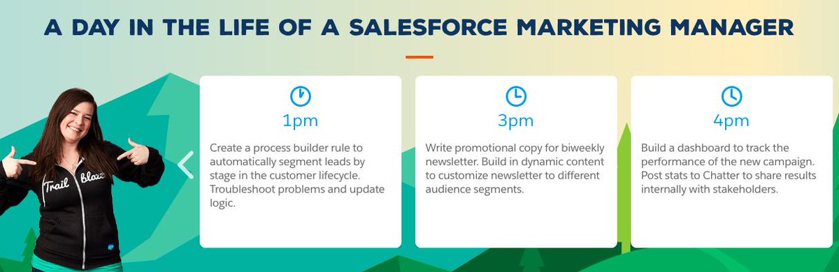 Did you know #Salesforce explains #jobs in Salesforce in their own words? Check out the #Trailhead site to understand the skills needed to be a #Marketing Manager and 'A Day in the Life': buff.ly/2I8WRuU