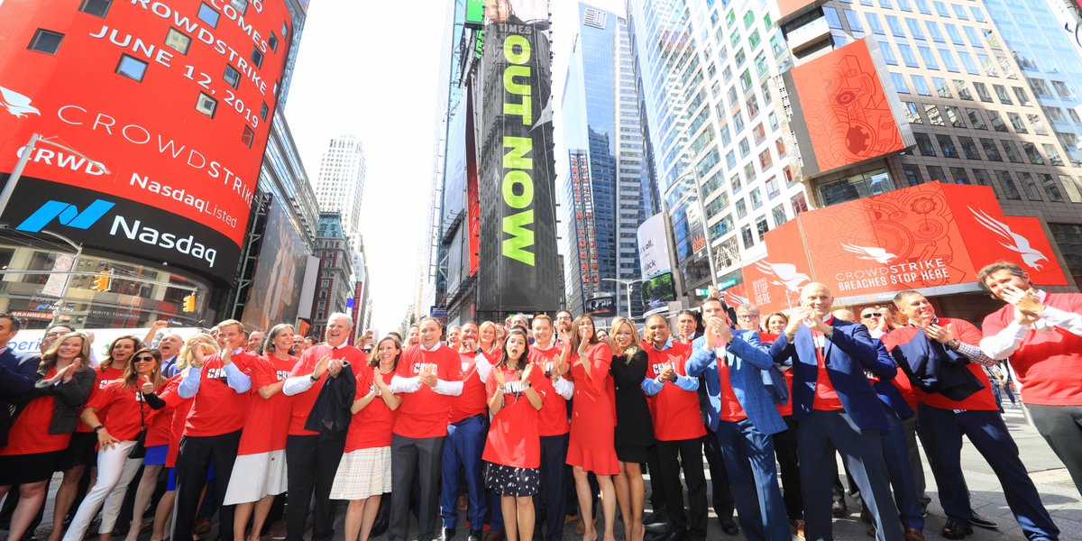 TheCISOAdviser's tweet photo. CrowdStrikers are thrilled to celebrate the #CrowdStrikeIPO at @Nasdaq today! Thank you again to all our amazing employees, customers, investors and partners — we couldn't have done it without you! #CrowdStrikeIPO #WeAreCrowdStrike https://t.co/CSAkkJacDk