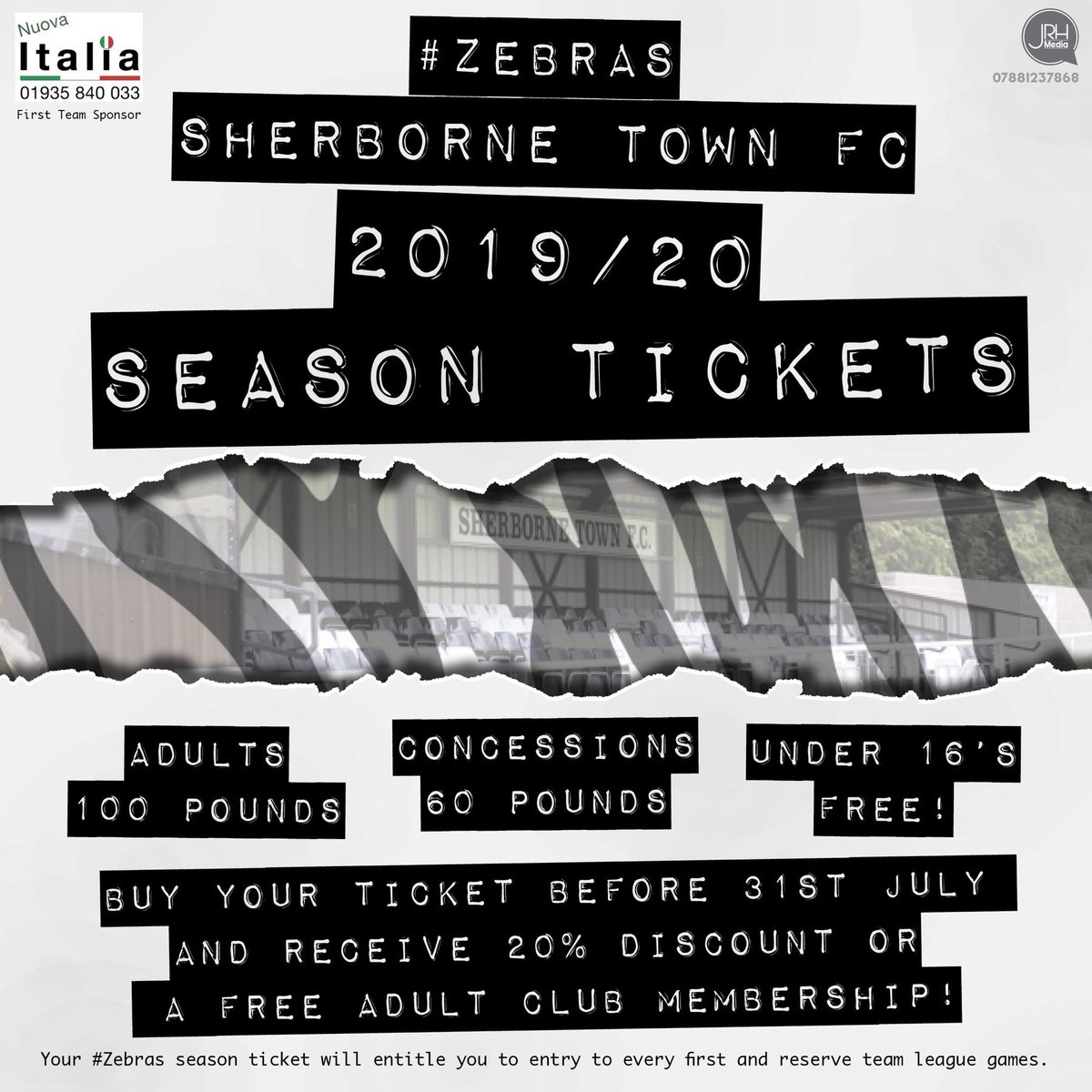 Season tickets are now available for <a href="/SherborneTownFC/">Sherborne Town FC</a> at an Early bird price. It’s a friendly club, come along and support the #Zebras