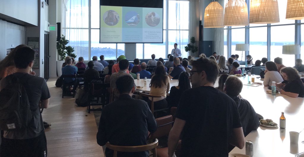 crisewing's tweet image. Great turnout for tonight’s @ps_python meetup at @BCG in Seattle. Lovely space, delicious food, friendly community. This is PuPPy!