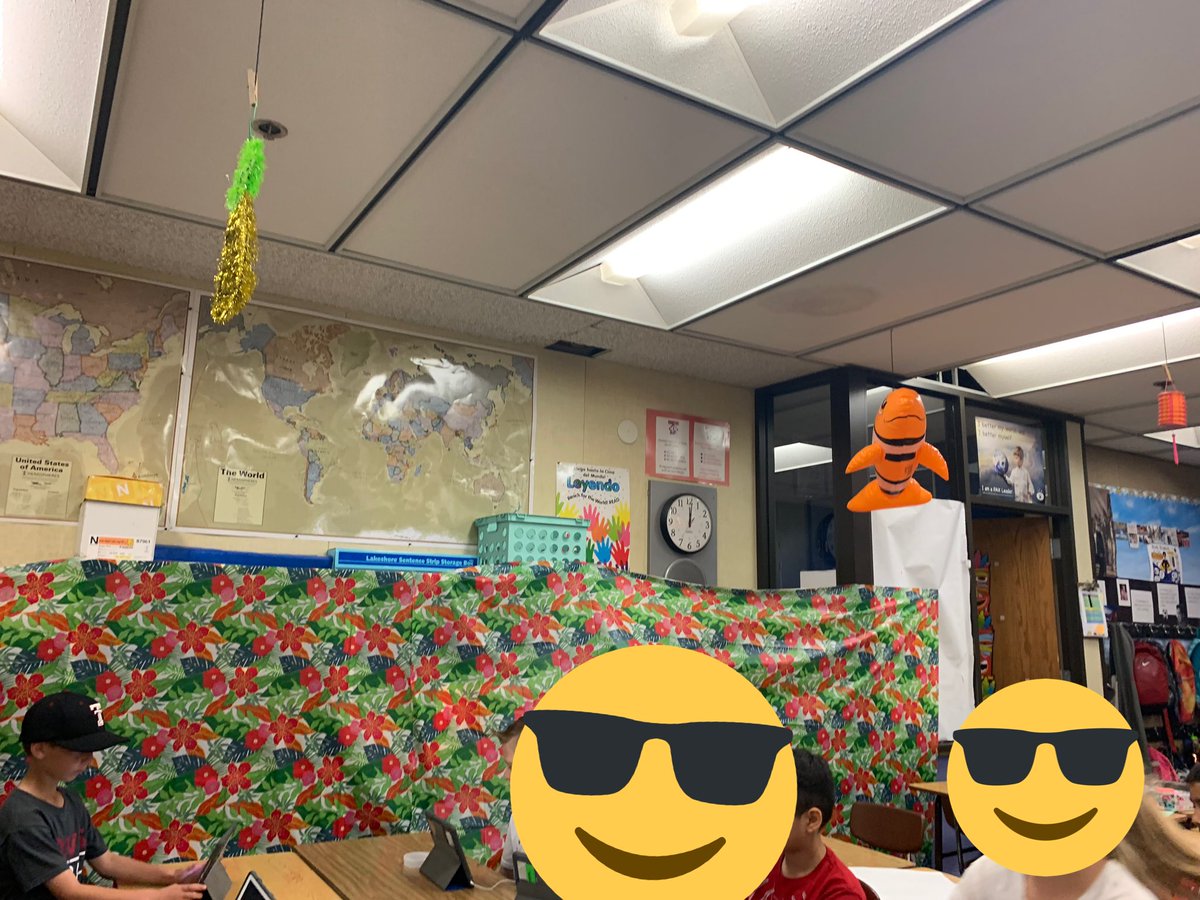 DJE_29's tweet photo. Almost ready for tomorrow’s party. One of my students is from Hawaii and we were going to have a Mexican party since that’s my go to. However, she wanted an Islander party. So everyone in the class voted for this theme. #ttsdequity #Hawaiitheme #multicultural @BPT_Bulldog https://t.co/2ndjsHni1W