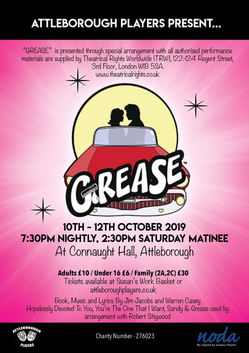 Save the date! Share this with all your friends &amp; family and have a night full of fun, with Attleborough Players performing GREASE! Tickets go on sale very soon!