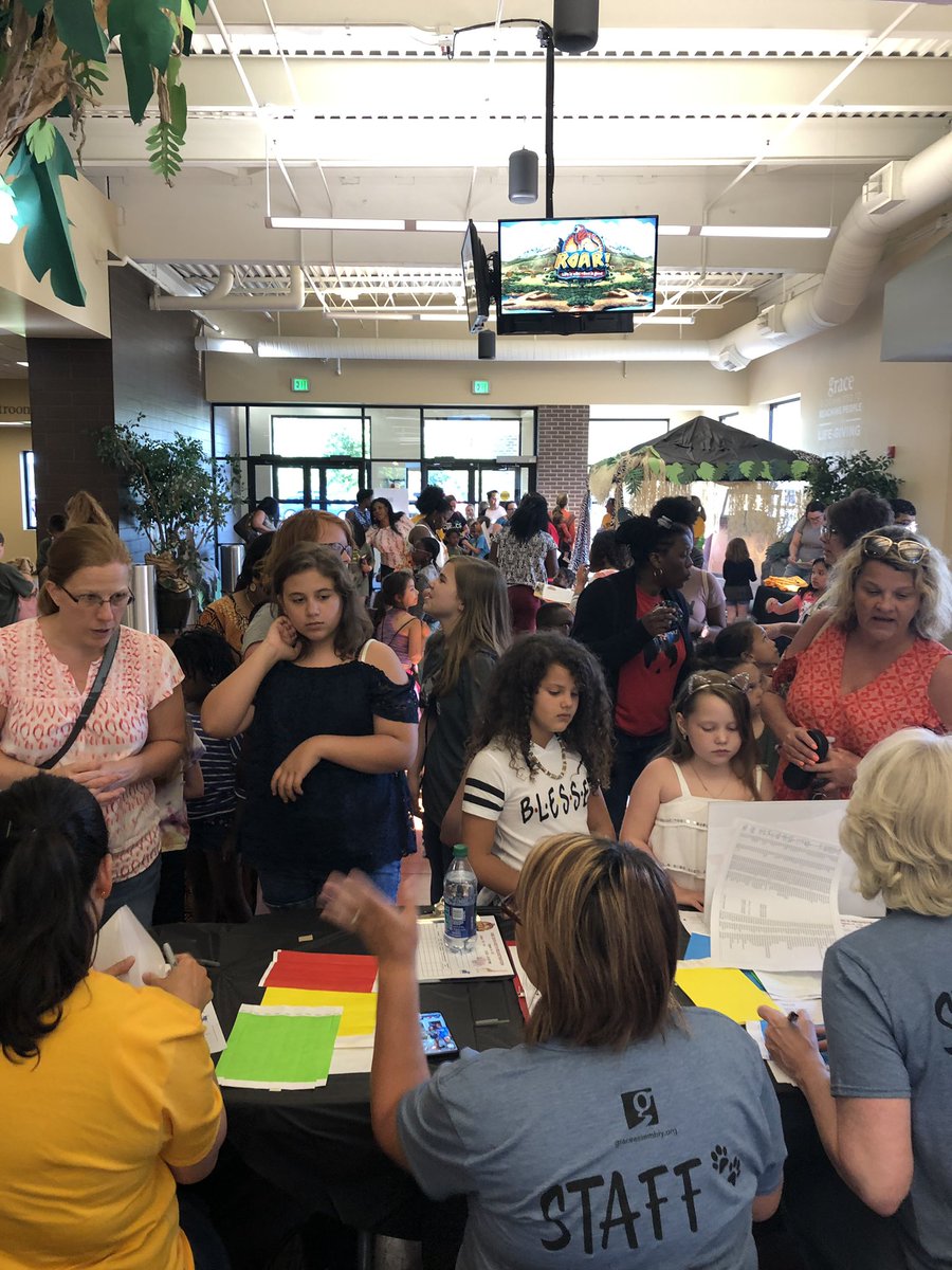 TheGraceAG's tweet photo. We are getting ready to begin our third day of Grace Kids ROAR VBS! The kids, volunteers and all the staff are having an amazing time! We are grateful for each and every person who has given up this week to serve! #TheGraceAG https://t.co/YqYwjcW8HN