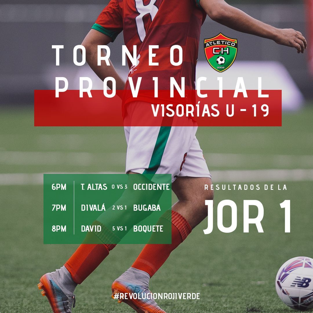 Atl_chiriqui's tweet photo. Resultados de la primera jornada del torneo U-19. Muy buenos prospectos para representar a Chiriquí en las #ReservasLPF
#UniendoChiriqui #VamosChiriqui #LPFReserva #AtleticoEsChiriqui https://t.co/pkL3rtuO7L