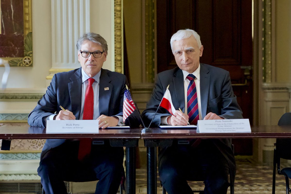 U.S. Department of Energy Secretary Rick Perry with Piotr Naimski, Secretary of State in the Chencellory of the Prime Minister of Poland.