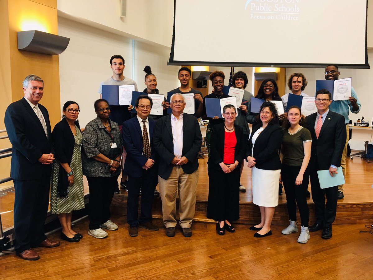Handing out citations and saying farewell to our graduating <a href="/BSACbuzz/">Boston Student Advisory Council</a> members this evening at the School Committee meeting. Thank you to these “natural born leaders” for providing critical student voice to <a href="/bostonschools/">BostonPublicSchools</a> initiatives. #ClassOf2019