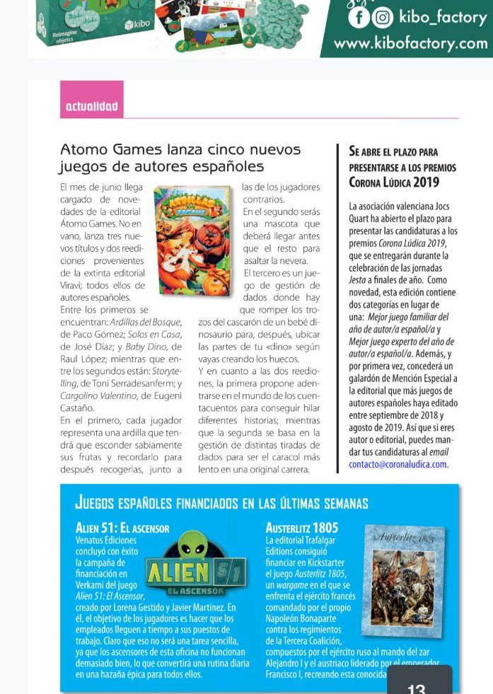 Mientras la revista <a href="/2d6Magazine/">2d6 Magazine</a> publica un artículo sobre nuestros premios nosotros seguimos recibiendo correos de los/as Autores/as que quieren presentar sus juegos. ¡Aún estáis a tiempo!¡Seguimos! #CoronaLúdica2019 #Jesta2019