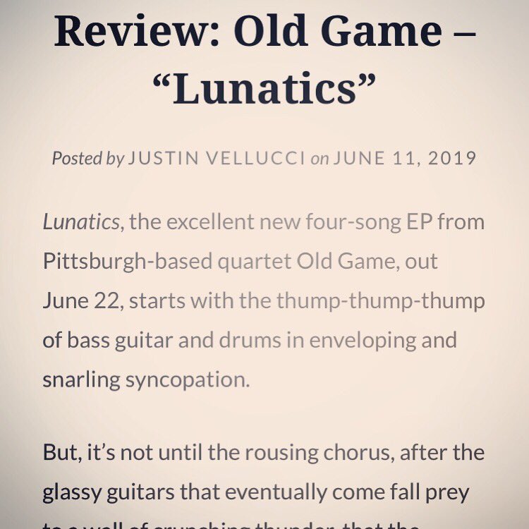 Old Game (@oldgamepgh) on Twitter photo Thx to Justin for the album review of #lunatics <a href="/swordfishblog/">Justin Vellucci</a> #MusicTap #rocknroll #pittsburgh #pghmusic #diy #newrelease Thx to Justin for the album review of #lunatics <a href="/swordfishblog/">Justin Vellucci</a> #MusicTap #rocknroll #pittsburgh #pghmusic #diy #newrelease