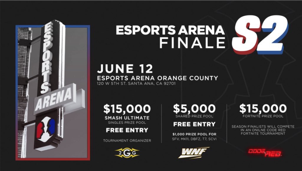 levelupseries's tweet image. Tonight is the @EsportsArena Finale S2 x #WNF 

#FGC registration is still available:
smash.gg/wnfoc

Smash is capped! 

*Free Admission 
*$20K in cash prizes
*LV vs WNF Exhibition

Schedule:
4PM Casuals
8PM Smash Pools
9PM FGC Pools