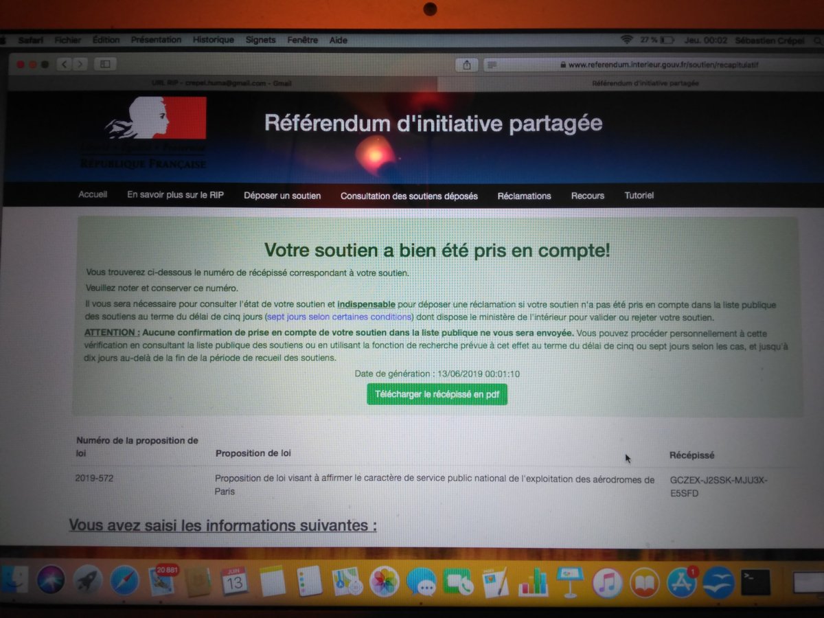 screpel's tweet photo. J'ai validé mon soutien à la tenue d'un référendum sur ADP dès 0h01. Une signature parmi les 4.717.396 nécessaires (1/10e du corps électoral). #PremiersSignataires #ReferendumADP #StopPrivatisations https://t.co/QWCsOzfLqw