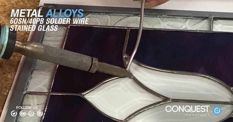 ConquestInd's tweet image. Our 60SN/40PB is perfect to stained glass. Stays in liquid stage for longer, providing more time to produce a smooth solder seam. Check more details about our #QualityMetalAlloys at the #MetalAlloys section at conquestind.com

#ConquestInd #MadeInTheUSA