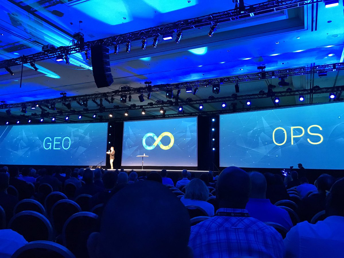 HexagonSIG's tweet photo. President @Mladen_Stojic addresses the #GeoOps challenge in his keynote at #HxGNLIVE. https://t.co/HNhgWBCXbU