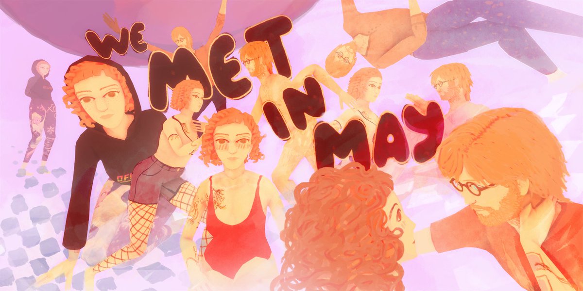 PersocomNina's tweet photo. Hi! Ok so mine, @manofdingus &amp; @quarkimo collection of romantic vignette games, called We Met in May, is now “coming soon” on Steam~ please wishlist if you want to stay up to date with its release, which will be in September ❤️ https://t.co/yqc2XzihXo https://t.co/UTnODDPAQn