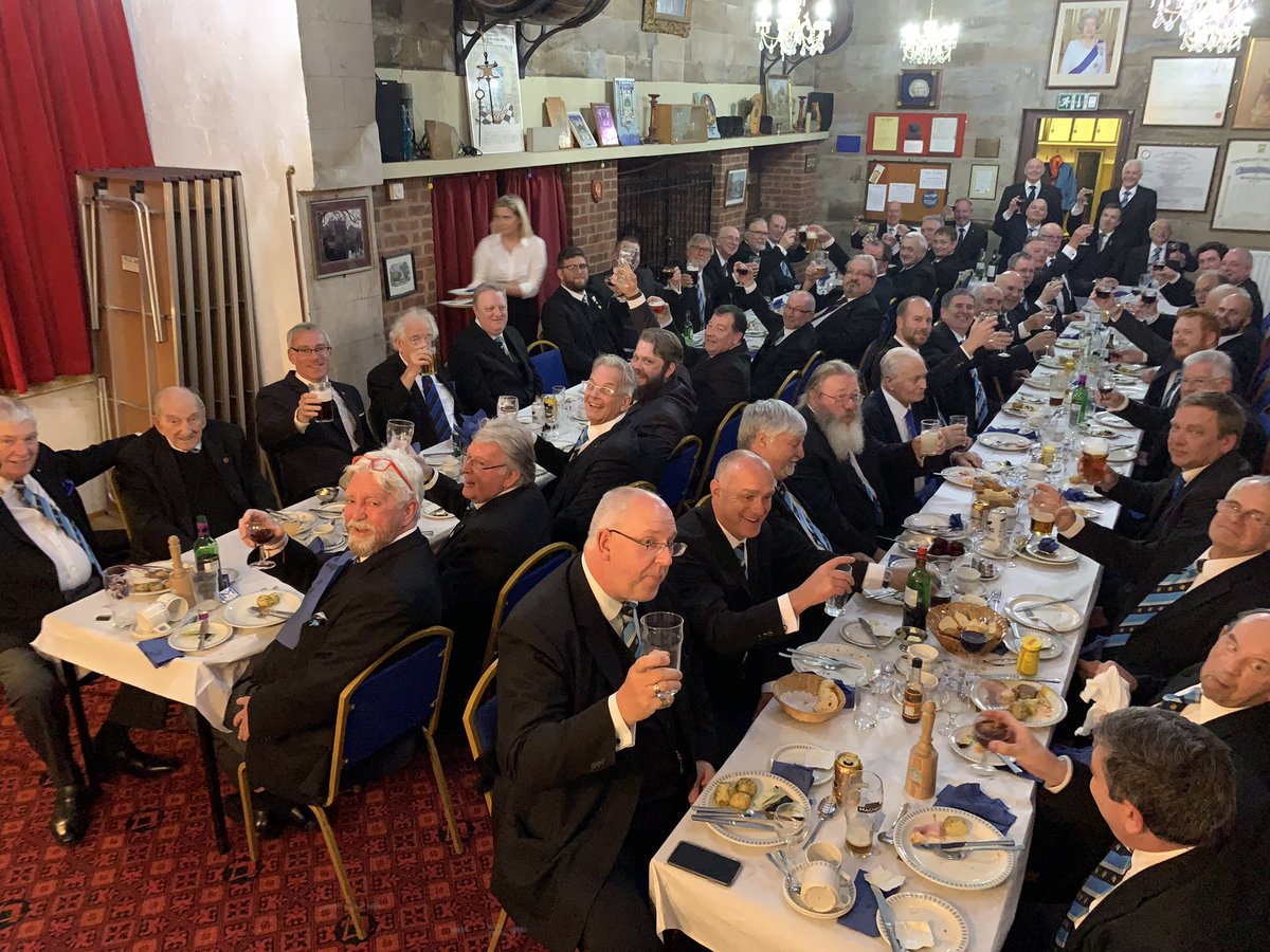 Full house tonight with nearly 60 people dining at Guy’s Cliffe for an Initiation. Our newly made brother could not have had a better introduction to #Freemasonry