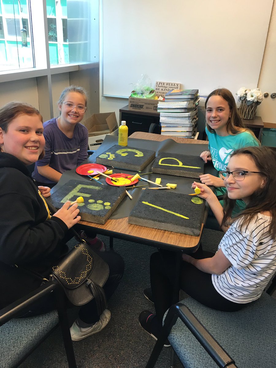 Some of our #PagePower Club girls making brick pavers for the school courtyard. #WeAreLamphere