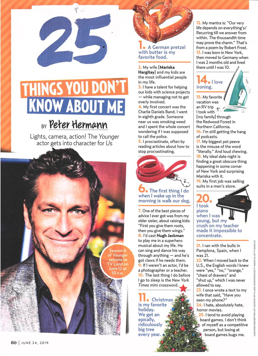 PeterHermann's tweet photo. I think this means we now know each other 25% better, right? Thank you @usweekly ! Does that pretzel look good or what!? I’m gonna go iron.... https://t.co/17s0PQ8HED