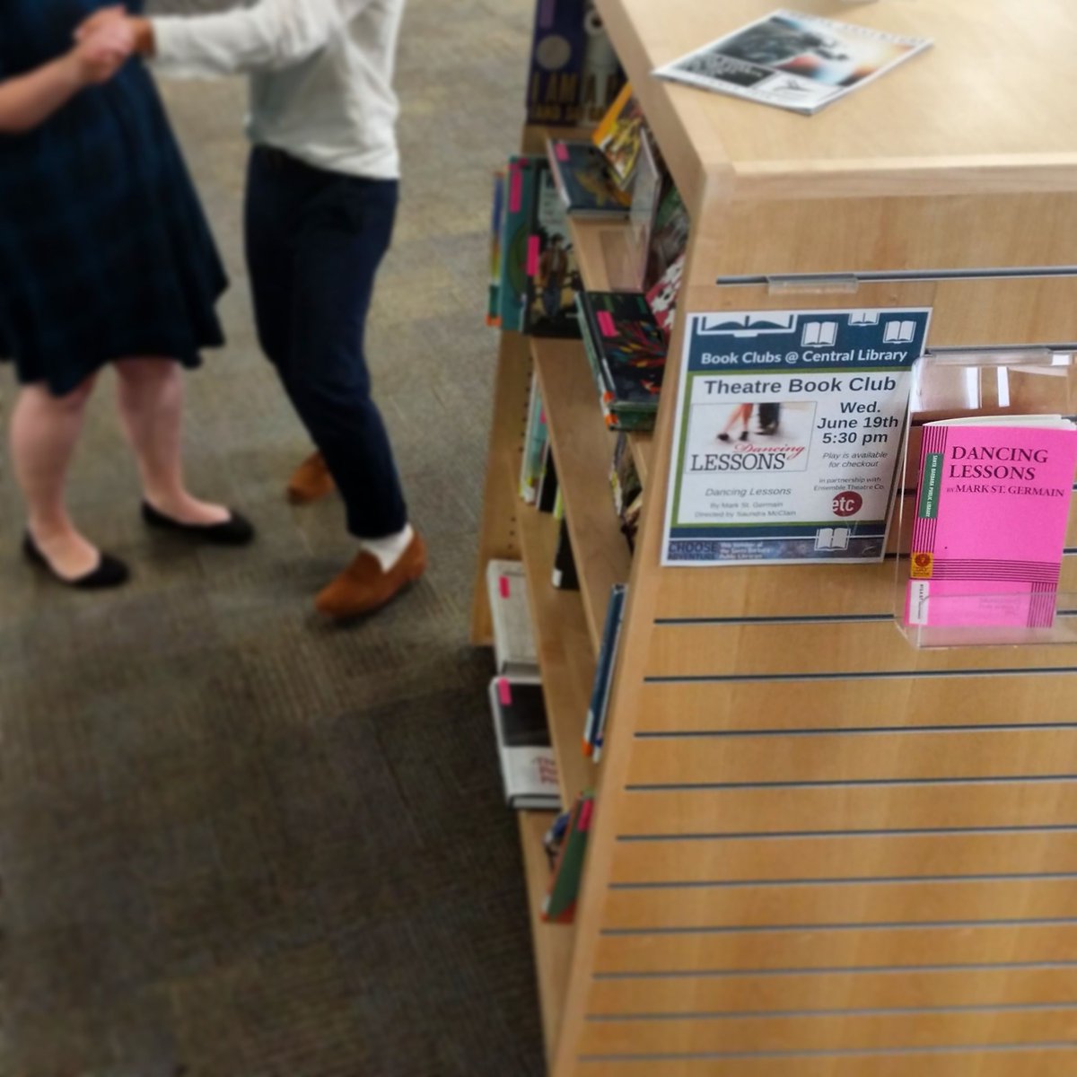 SBPLSystem's tweet image. Our #TheatreBookClub w @etcsb is about a week away. We'll be light on our feet until next week when the group discusses the script of #DancingLessons by Mark St. Germain on Wed 6/19 @ 5:30pm, Central Library. Check out a script from the Library and see the play thru 6/30.
